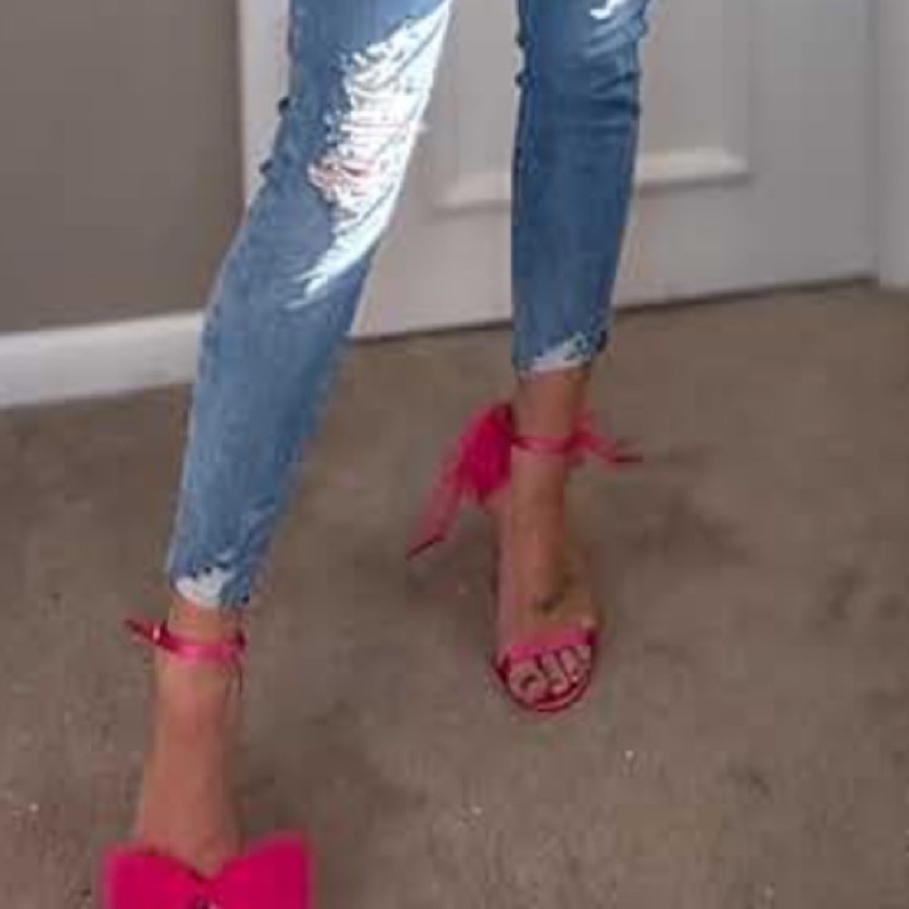 Vertundy Women's Bow Stiletto High Heel in fuchsia ￼ - Picture 5 of 10
